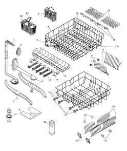 Racks Diagram and Parts List for SHU9955UC 12 Bosch Dishwasher
