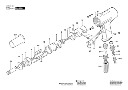 Section 1 Diagram and Parts List for 740WSSROEM 0607457402 Bosch Drill