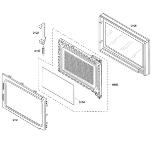 Door Assy Diagram and Parts List for HMB5050 02 Bosch Microwave