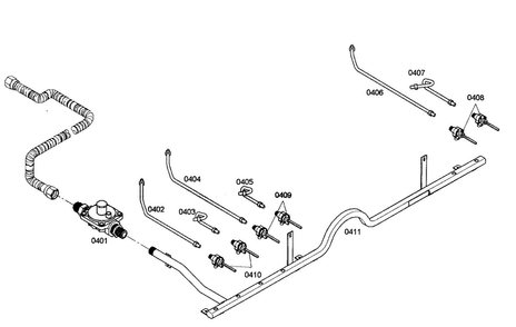 Gas Supply Diagram and Parts List for PRD486EDG01  Thermador Range