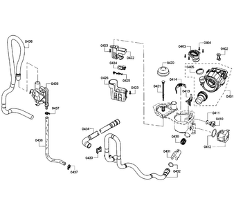 Pump Assy Diagram and Parts List for SHE3AR52UC 08 Bosch Dishwasher