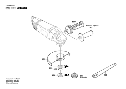 Diagram 2 Diagram and Parts List for GWS24-180JH 3 601 H83 M02 Bosch Angle Grinder