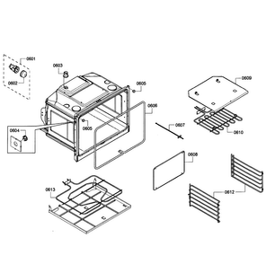 Oven Lower Diagram and Parts List for HBL3560UC 04 Bosch Wall Oven