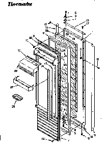 Refrigerator Door Diagram and Parts List for TSS36DAW-06  Thermador Refrigerator
