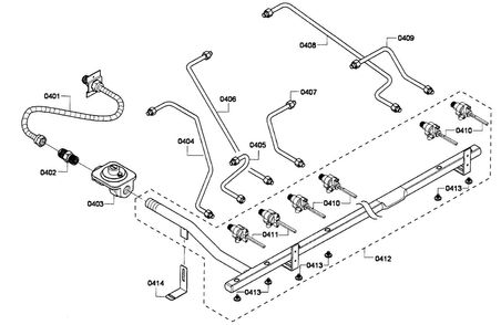 Gas Supplay Diagram and Parts List for PRD486EDPG 01 Thermador Range