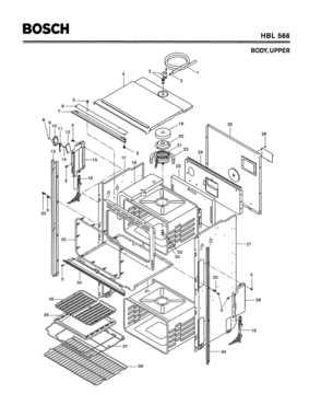 01 - BODY, UPPER Diagram and Parts List for HBL566  Bosch Range