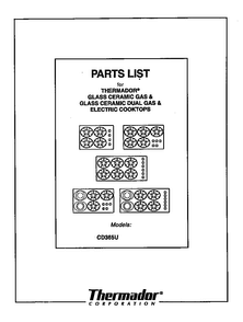 Cover Diagram and Parts List for CD365U  Thermador Cooktop