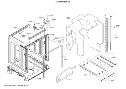 Tub/Trim Diagram and Parts List for SHXM4AY55N 28 Bosch Dishwasher
