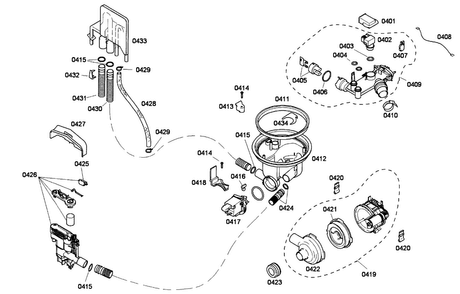 Pump Diagram and Parts List for SHE45C02UC 48 Bosch Dishwasher