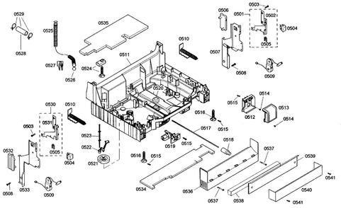Base Assy Diagram and Parts List for SHE66C06UC 46 Bosch Dishwasher