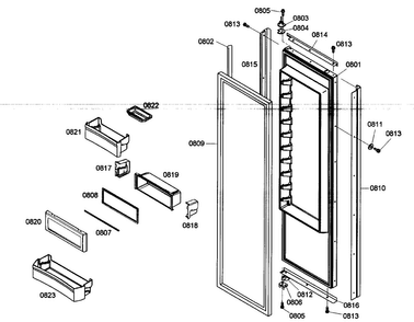 Refrig Door Diagram and Parts List for KBUIT4275E 01 Thermador Refrigerator