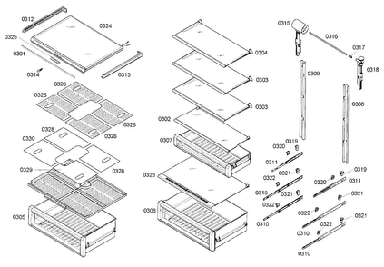 Drawer Assy Diagram and Parts List for T24IR70NSP 18 Thermador Refrigerator