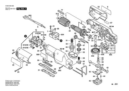 Section 1 Diagram and Parts List for PMS400 0603293050 Bosch Saw