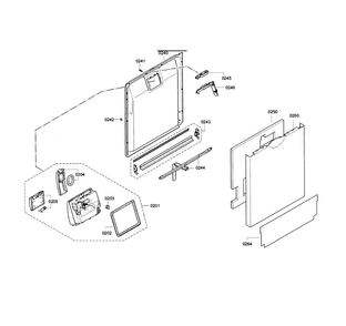 Door Assy Diagram and Parts List for SGE63E15UC 74 Bosch Dishwasher