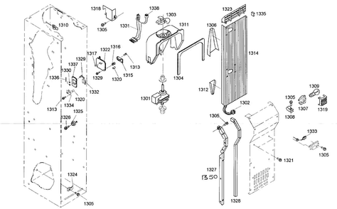 Duct Assy Diagram and Parts List for KBUDT4265E 01 Thermador Refrigerator