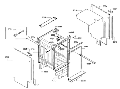 Frame Diagram and Parts List for SPE5ES55UC 28 Bosch Dishwasher