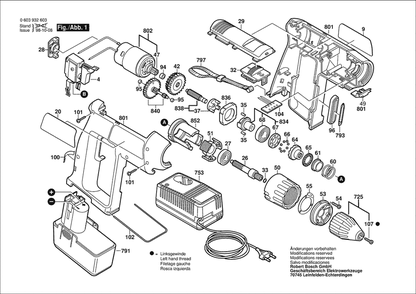 Section 1 Diagram and Parts List for 0603932623  Bosch Screwdriver