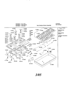 Gas Cooktop Diagram and Parts List for NGT935UC 01 Bosch Cooktop