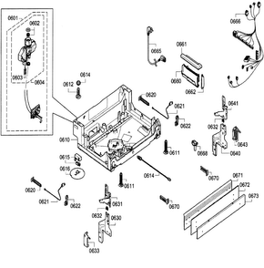 Base Diagram and Parts List for SGX68U55UC A5 Bosch Dishwasher