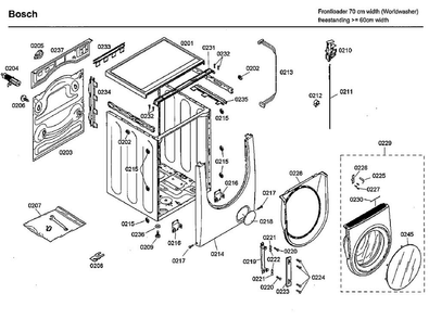 Frame Diagram and Parts List for WFMC8400UC 10 Bosch Washer