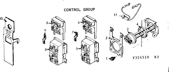 Control Group Diagram and Parts List for 153324510  Kenmore Water Heater