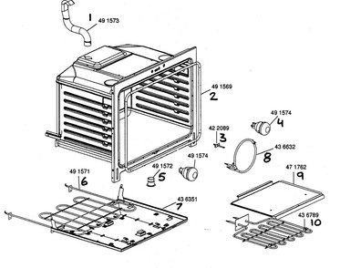 Oven Cavity Assy Diagram and Parts List for HES442U 01 Bosch Range