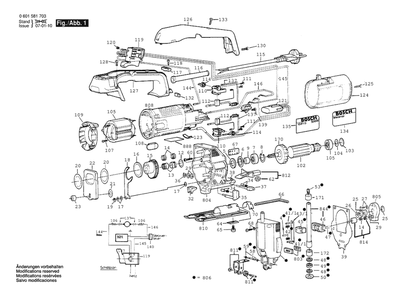 Section 1 Diagram and Parts List for 0601581003  Bosch Jig Saw