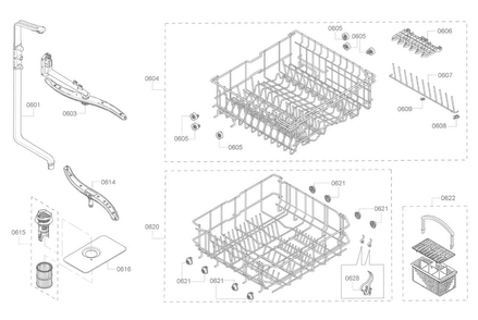 Rack Asy Diagram and Parts List for SHE4AP06UC 05 Bosch Dishwasher