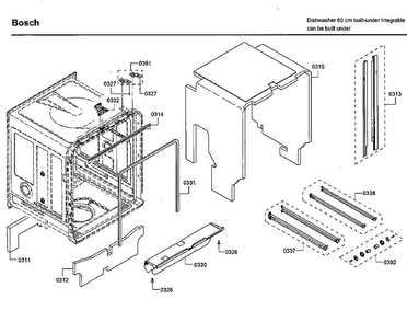 Frame Diagram and Parts List for SHP68TL5UC 09 Bosch Dishwasher