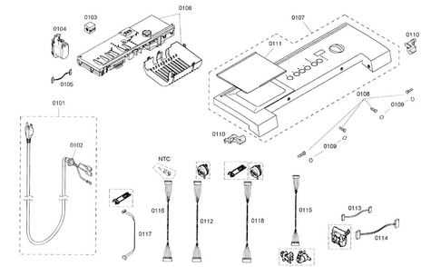 Control Panel Diagram and Parts List for WFMC2201UC 13 Bosch Washer