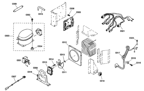 Compressor Assy Diagram and Parts List for KBUIT4875E01  Thermador Refrigerator