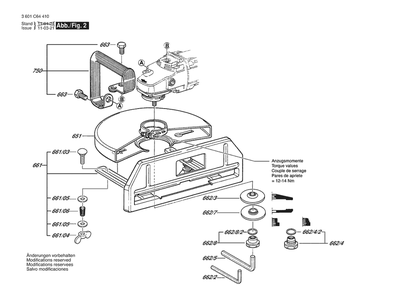 Section 2 Diagram and Parts List for GWS22-12 3601C64410 Bosch Angle Grinder
