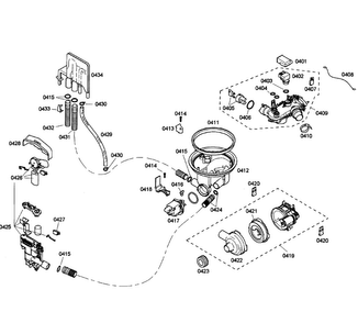 Pump Assy Diagram and Parts List for SHE58C02UC 38 Bosch Dishwasher