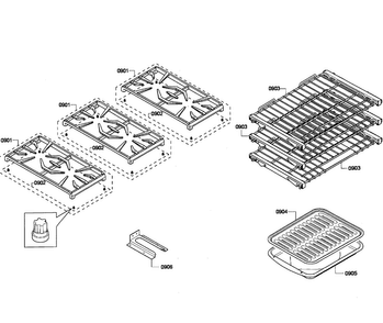 Grates/shelfs Diagram and Parts List for PRD366GHU 03 Thermador Range