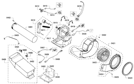 Motor Assy Diagram and Parts List for WTVC5330US 09 Bosch Dryer