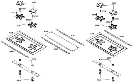 Burner Assy Diagram and Parts List for PRG304EH01  Thermador Range
