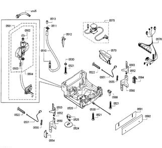 Base Diagram and Parts List for SPX5ES55UC 26 Bosch Dishwasher