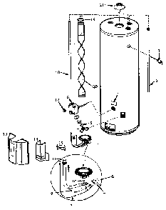 Replacement Parts Diagram and Parts List for 153334750  Kenmore Water Heater