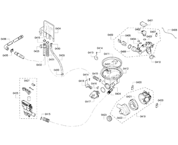 Pump Assy Diagram and Parts List for DWHD410HFM 64 Thermador Dishwasher