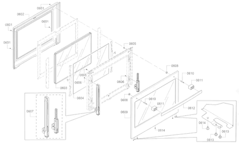 Door Diagram and Parts List for HEI8054U 04 Bosch Range