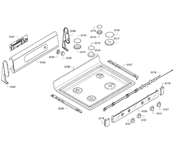 Top Assy Diagram and Parts List for HGS7052UC 08 Bosch Range