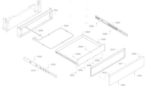 Drawer Diagram and Parts List for HEI8054U 04 Bosch Range