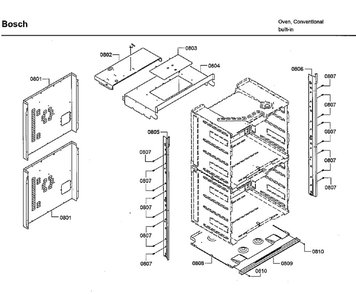 Frame Diagram and Parts List for HBLP651UC 02 Bosch Wall Oven