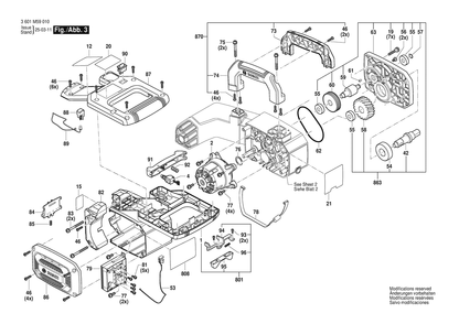 Figure 3 Diagram and Parts List for 3601M59010 GCD18V-14 Bosch Circular Saw