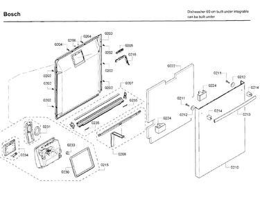 Door Diagram and Parts List for SHX68T56UC 07 Bosch Dishwasher