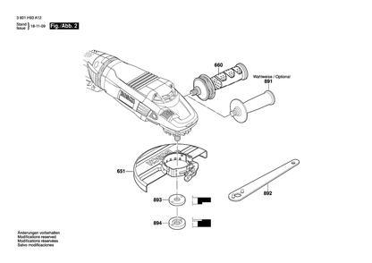 Diagram 2 Diagram and Parts List for 1994-6 3 601 H93 A13 Bosch Angle Grinder