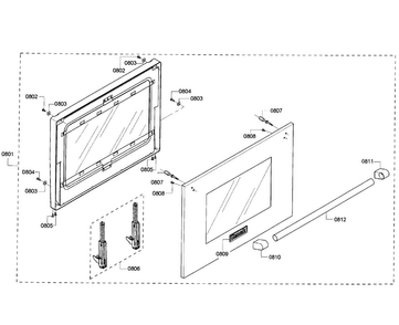 Door Assy Diagram and Parts List for PRD304GHC 01 Thermador Range