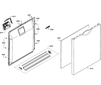 Door Assy Diagram and Parts List for SHE3AR75UC 08 Bosch Dishwasher