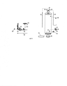 Water Heater Diagram and Parts List for 153336582  Kenmore Water Heater