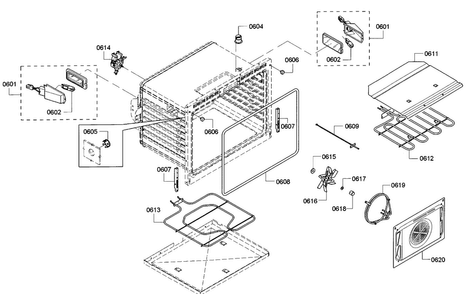Cavity 2 Diagram and Parts List for HBLP651UC 01 Bosch Wall Oven